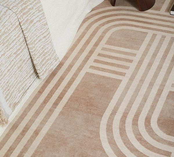 Unique Geometric Modern Rugs under Dining Room Table, Brown Modern Carpets for Office, Abstract Modern Rugs for Living Room, Contemporary Modern Rugs Next to Bed-Grace Painting Crafts