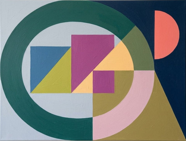 Green, Blue, Purple Color, Geometric Pattern Abtract Art for Mid-Century Modern Living Room, Abstract Contemporary Wall Art-Grace Painting Crafts