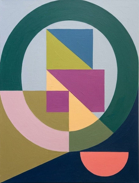 Green, Blue, Purple Color, Geometric Pattern Abtract Art for Mid-Century Modern Living Room, Abstract Contemporary Wall Art-Grace Painting Crafts