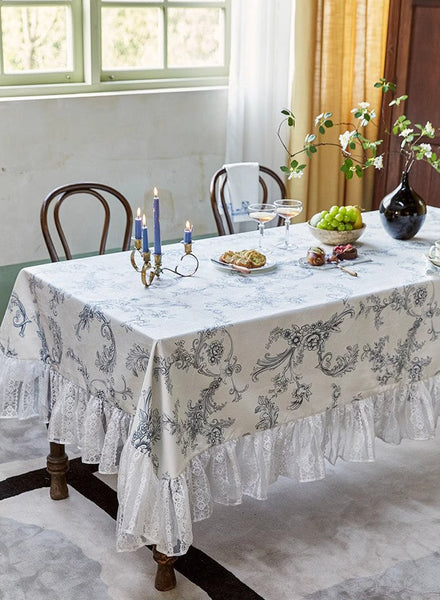 Large Modern Rectangle Tablecloth for Dining Table, Picnic Spring Flower Table Covers for Round Table, Farmhouse Table Cloth for Oval Table-Grace Painting Crafts