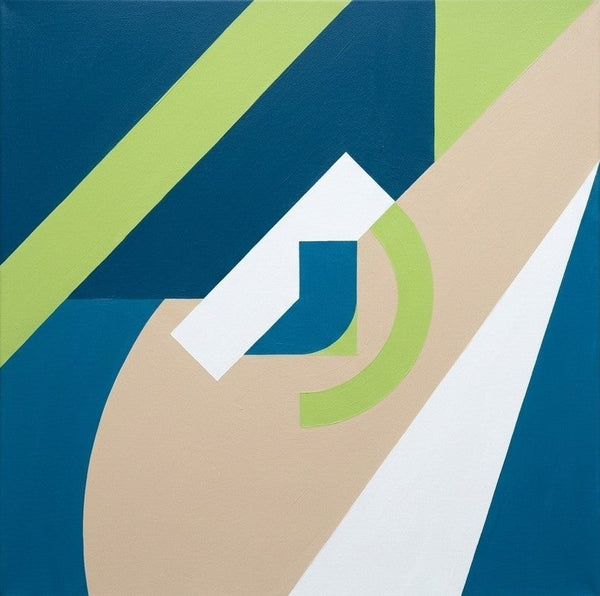 Modern Contemporary Wall Art, Blue, Beige, Light Green Color Geometric Pattern Abstract Paintings for Living Room-Grace Painting Crafts