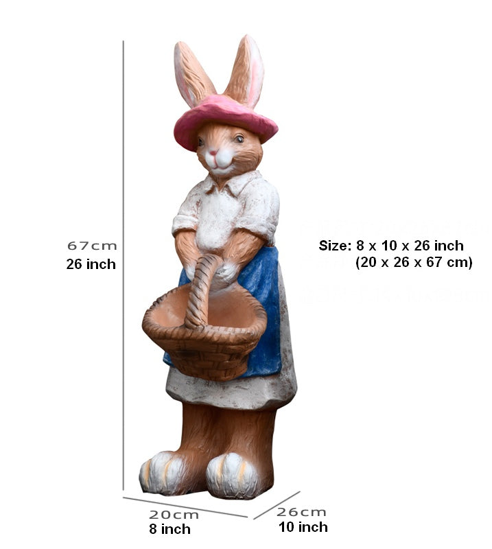 Garden Courtyard Ornaments, Large Rabbit Statue for Garden, Villa Outdoor Decor Gardening Ideas, Bunny Flowerpot, Modern Garden Sculptures-Grace Painting Crafts