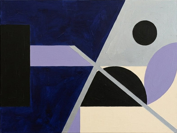 Dark Navy, Black, Purple Color, Geometric Pattern Abtract Art for Mid-Century Modern Decor, Original Abstract Contemporary Wall Art-Grace Painting Crafts