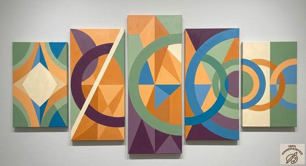 Geometric Modern Art, Large Canvas Paintings for Living Room, Contemporary Abstract Painting, Hand Painted Acrylic Artwork-Grace Painting Crafts