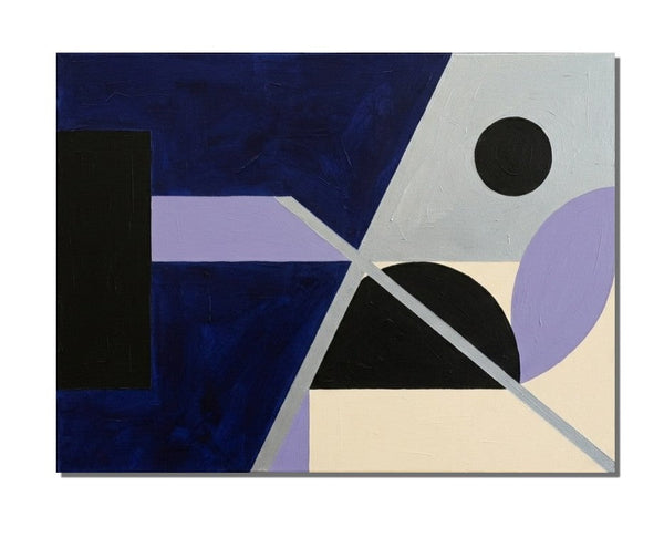 Original Abstract Contemporary Wall Art, Dark Navy, Black, Purple Color, Geometric Pattern Abtract Art for Mid-Century Modern Decor-Grace Painting Crafts
