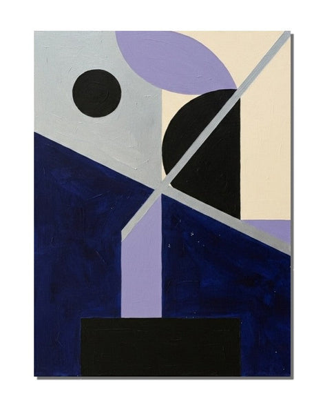 Dark Navy, Black, Purple Color, Geometric Pattern Abtract Art for Mid-Century Modern Decor, Original Abstract Contemporary Wall Art-Grace Painting Crafts