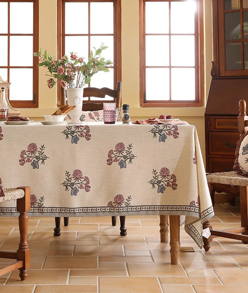Rectangle Tablecloth for Dining Table, Beautiful Large Modern Tablecloth, Spring Flower Rustic Table Cover, Square Linen Tablecloth for Coffee Table-Grace Painting Crafts