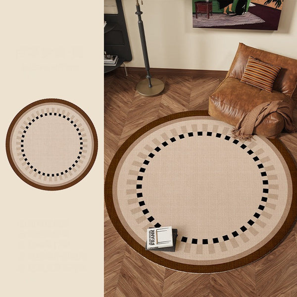 Mid Century Modern Rugs under Chairs, Bedroom Circular Modern Rugs, Geometric Round Rugs for Dining Room, Contemporary Modern Rugs-Grace Painting Crafts