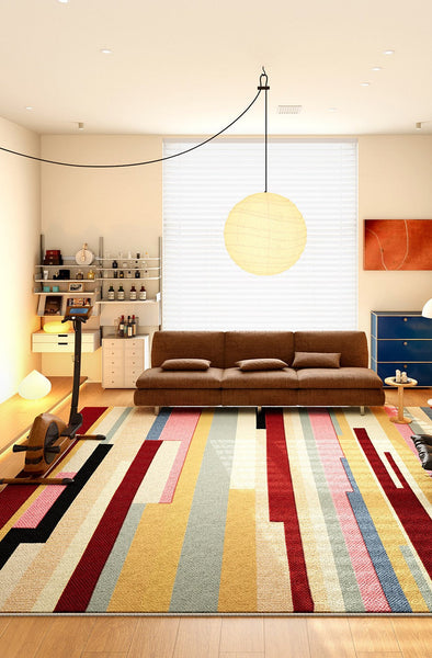 Large Geometric Rugs for Living Room, Contemporary Modern Rugs for Bedroom, Colorful Abstract Modern Area Rugs for Dining Room