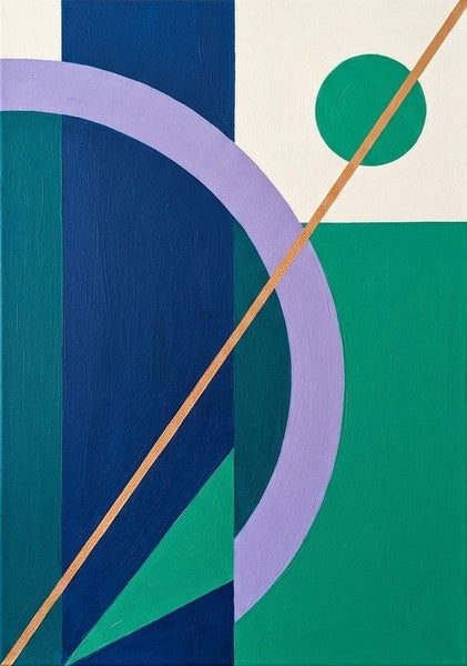 Geometric Pattern Abtract Art for Modernism Decor, Blue, Green, Purple Color, Original Contemporary Modern Paintings-Grace Painting Crafts