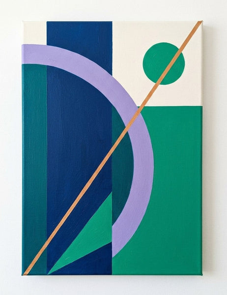 Blue, Green, Purple Color, Original Contemporary Modern Paintings, Geometric Pattern Abtract Art for Modernism Decor-Grace Painting Crafts