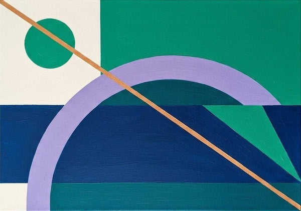 Blue, Green, Purple Color, Original Contemporary Modern Paintings, Geometric Pattern Abtract Art for Modernism Decor-Grace Painting Crafts