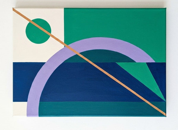 Blue, Green, Purple Color, Original Contemporary Modern Paintings, Geometric Pattern Abtract Art for Modernism Decor-Grace Painting Crafts
