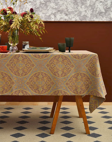 Persian Oriental Tablecloth for Dining Room Table, Extra Large Rectangle Table Covers for Kitchen, Cotton Square Tablecloth for Coffee Table-Grace Painting Crafts