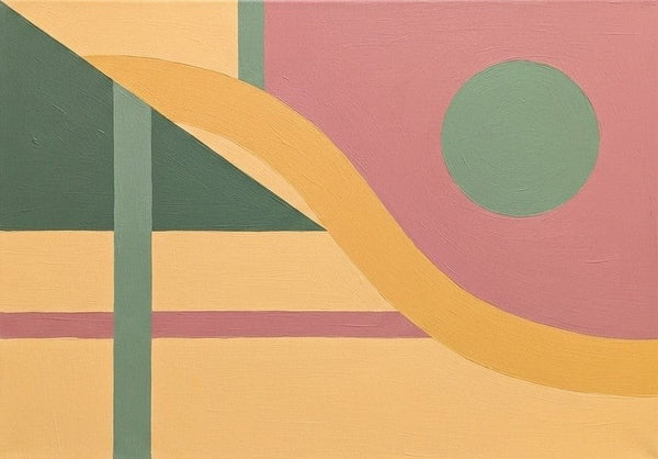 Original Contemporary Canvas Paintings, Geometric Pattern Abtract Art for Modernism Decor, Beige, Dusty Pink, Green Color-Grace Painting Crafts