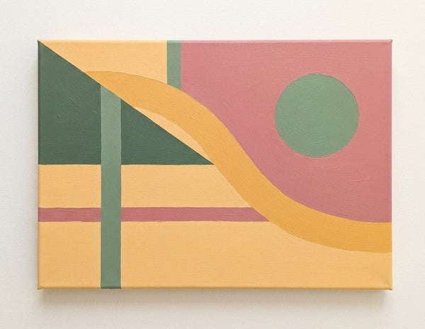 Geometric Pattern Abtract Art for Modernism Decor, Beige, Dusty Pink, Green Color, Original Contemporary Canvas Paintings-Grace Painting Crafts