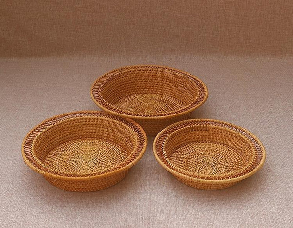 Rattan Small Storage Baskets, Round Storage Basket for Pantry, Kitchen Storage Baskets, Storage Basket for Dining Room-Grace Painting Crafts