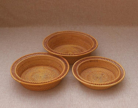 Rattan Small Storage Baskets, Round Storage Basket for Pantry, Kitchen Storage Baskets, Storage Basket for Dining Room-Grace Painting Crafts