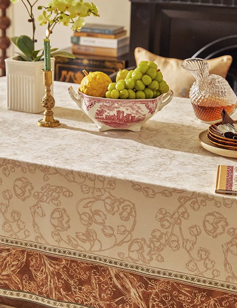 Flower Farmhouse Table Covers, Square Tablecloth for Round Table, Extra Large Modern Rectangular Tablecloth for Dining Room Table, Mid Century Tablecloth for Living Room-Grace Painting Crafts