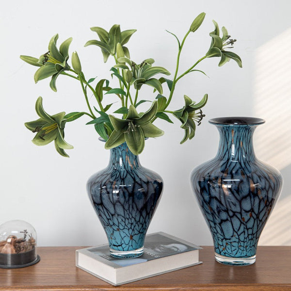 Handmade Liuli Vases, Centerpiece Vases on Table, Colored Glaze Vase for Modern Home Decor, Glass Bud Vases, Bouquet Flower Vase-Grace Painting Crafts