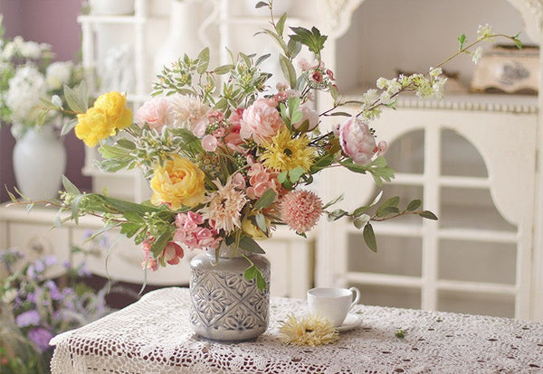 Large Bunch of Romantic Flowers for Bedroom, Table Centerpiece, Artificial Floral for Living Room, Beautiful Flower Arrangement Ideas for Interior Design-Grace Painting Crafts
