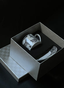 Unique Tea Cup and Saucer in Gift Box, Zebra Jungle Bone China Porcelain Tea Cup Set, Royal Ceramic Cups, Elegant Ceramic Coffee Cups-Grace Painting Crafts