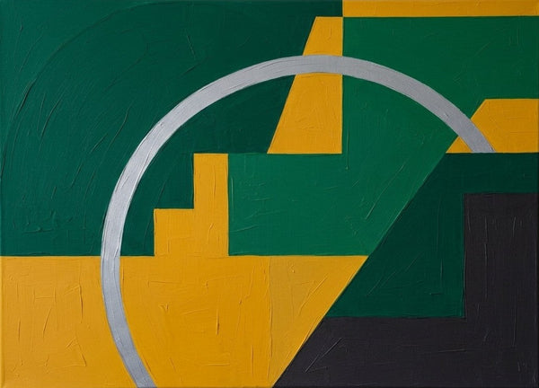 Emerald Green, Mustard Yellow Colors, Geometric Pattern Abtract Artwork, Original Contemporary Canvas Wall Art, Acrylic Abstract Paintings-Grace Painting Crafts