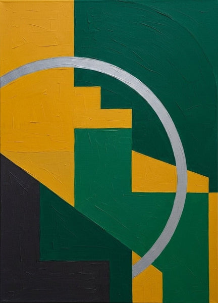 Emerald Green, Mustard Yellow Colors, Geometric Pattern Abtract Artwork, Original Contemporary Canvas Wall Art, Acrylic Abstract Paintings-Grace Painting Crafts