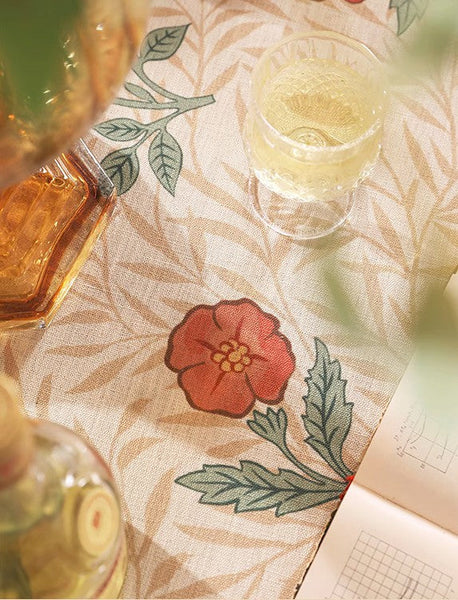 Cornflower and Wild Rose Flower Farmhouse Table Cloth, Modern Rectangle Tablecloth Ideas for Dining Table, Square Linen Tablecloth for Coffee Table-Grace Painting Crafts