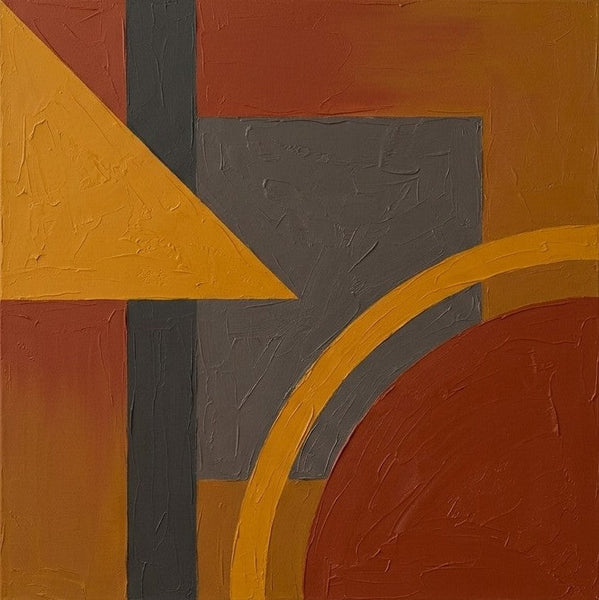 Original Modern Contemporary Artwork, Terracotta, Grey, Yellow Color Geometric Canvas Paintings for Retro Modern Decor-Grace Painting Crafts
