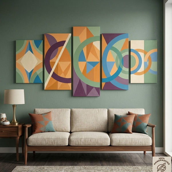 Geometric Modern Art, Large Canvas Paintings for Living Room, Contemporary Abstract Painting, Hand Painted Acrylic Artwork-Grace Painting Crafts