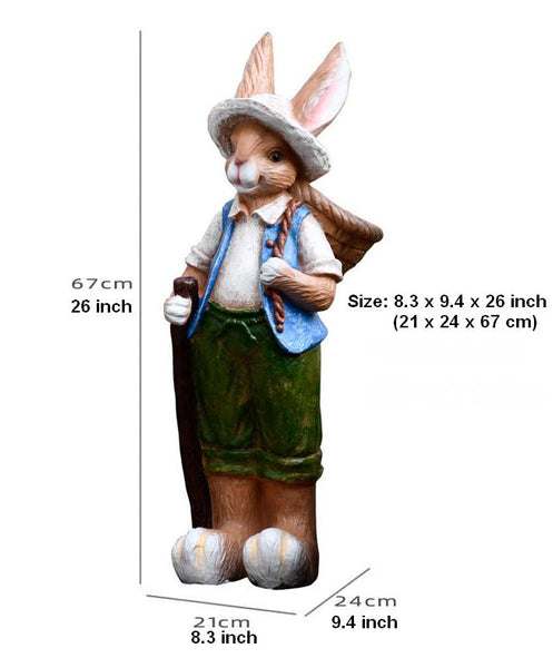Garden Courtyard Ornaments, Large Rabbit Statue for Garden, Villa Outdoor Decor Gardening Ideas, Bunny Flowerpot, Modern Garden Sculptures-Grace Painting Crafts