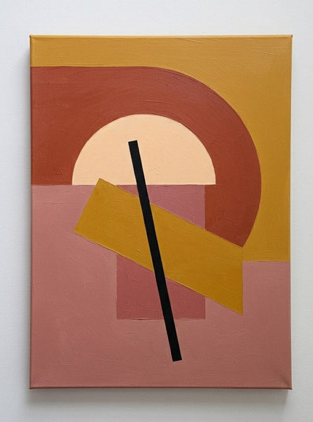 Contemporary Canvas Wall Art, Terracotta, Dusty Pink, Ochre Color, Geometric Pattern Abtract Artwork, Original Abstract Paintings-Grace Painting Crafts