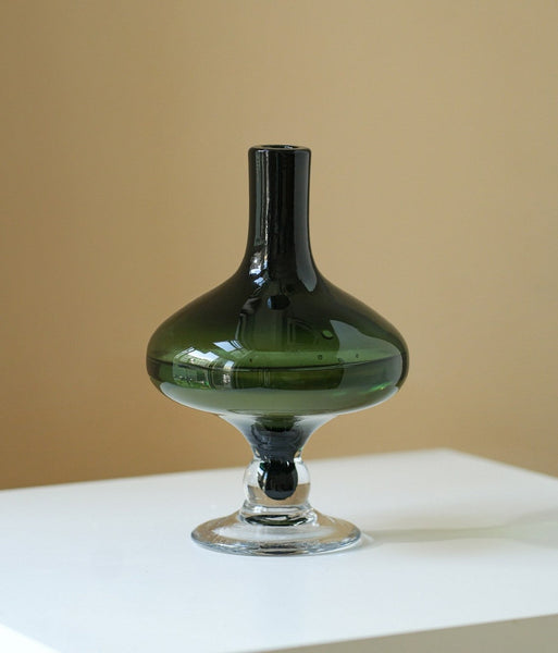 Modern Glass Vase for Flowers, Decorative Glass Vase, Mid Century Glass Vases, Handmade Modern Vases for Bedroom, Centerpiece Contemporary Vases on Table-Grace Painting Crafts