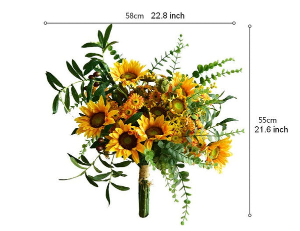 Large Bunch of Yellow Sunflowers, Unique Floral Arrangement for Home Decoration, Table Centerpiece, Real Touch Artificial Flowers for Living Room-Grace Painting Crafts
