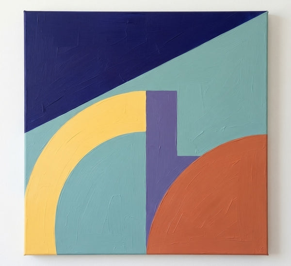 Blue, Yellow, Orange-Red Color, Modern Contemporary Wall Art, Geometric Pattern Abstract Paintings for Modernism Decor-Grace Painting Crafts
