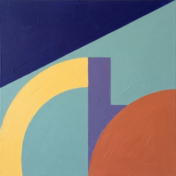 Blue, Yellow, Orange-Red Color, Modern Contemporary Wall Art, Geometric Pattern Abstract Paintings for Modernism Decor-Grace Painting Crafts