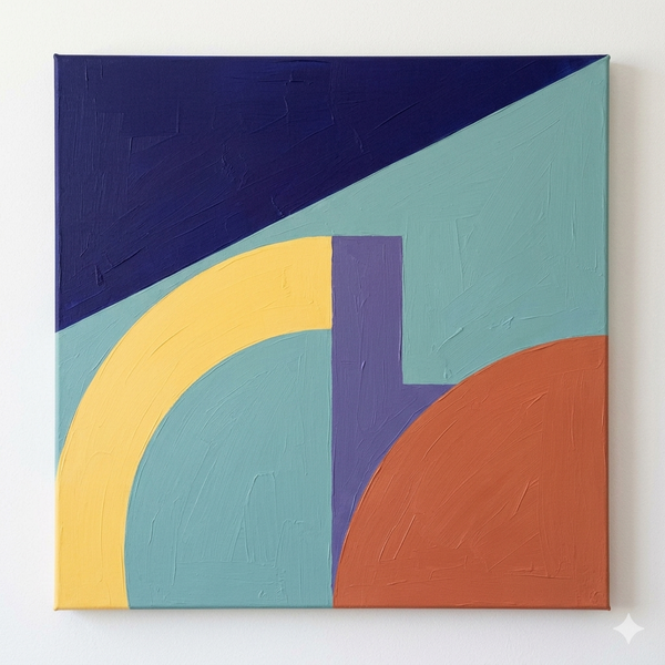 Blue, Yellow, Orange-Red Color, Modern Contemporary Wall Art, Geometric Pattern Abstract Paintings for Modernism Decor-Grace Painting Crafts