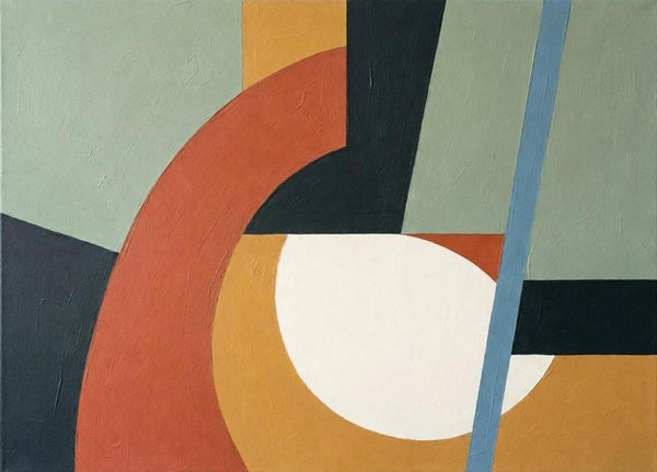 Sage Green, Terracotta, Ochre Yellow Color, Original Geometric Abtract Art for Mid-Century Modern Decor, Acrylic Abstract Contemporary Wall Art-Grace Painting Crafts