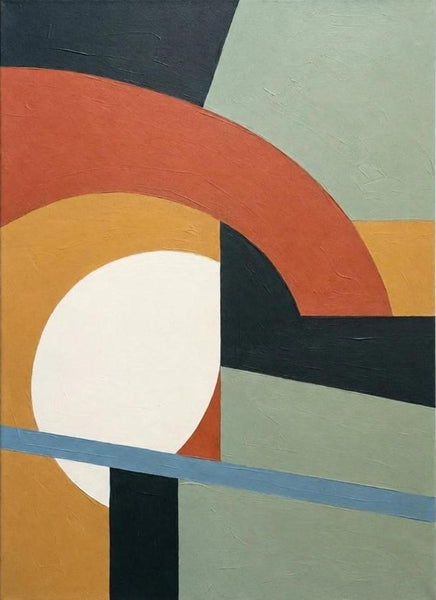 Sage Green, Terracotta, Ochre Yellow Color, Original Geometric Abtract Art for Mid-Century Modern Decor, Acrylic Abstract Contemporary Wall Art-Grace Painting Crafts