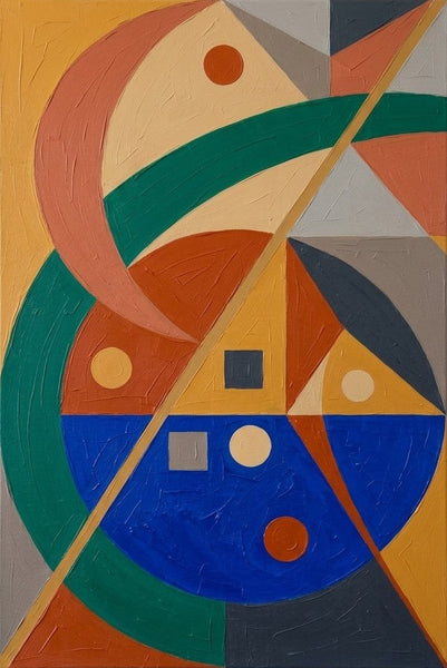 Huge Abstract Paintings, Oversized Modern Canvas Wall Art, Royal Blue, Mustard Yellow, Emerald Green Colors, Geometric Pattern Modern Artwork-Grace Painting Crafts