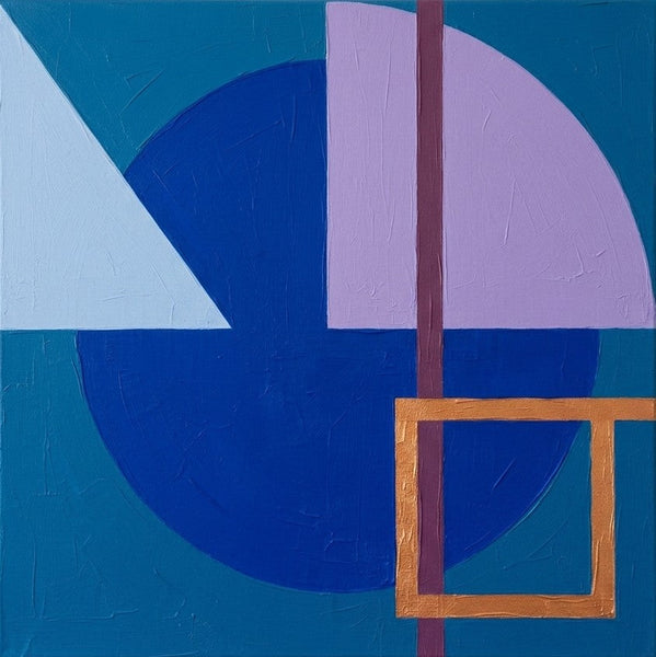 Abstract Modern Contemporary Artwork, Blue, Purple Color Geometric Pattern Original Paintings for Modernism Decor-Grace Painting Crafts