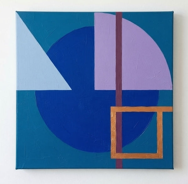 Abstract Modern Contemporary Artwork, Blue, Purple Color Geometric Pattern Original Paintings for Modernism Decor-Grace Painting Crafts
