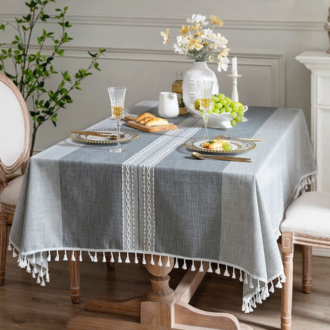 Large Rectangular Tablecloth for Oval Table, Country Farmhouse Tablecloth, Rustic Table Covers for Kitchen, Cotton and Linen Tablecloth for Dining Room Table-Grace Painting Crafts