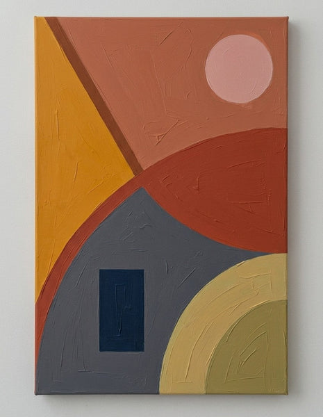 Extra Large Abstract Paintings, Oversized Modern Canvas Wall Art, Terracotta, Blue Gray, Yellow Colors, Geometric Pattern Modern Artwork-Grace Painting Crafts