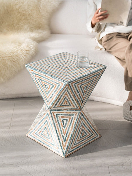 Contemporary Small Sofa Side Table, Shell Small Side Table, Unique Small End Table, Portable Casual Side Table, Creative Coffee Table-Grace Painting Crafts
