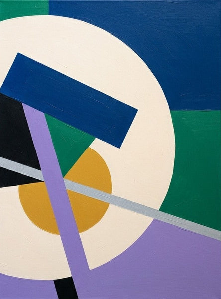 Wall Art for Mid-Century Contemporary Living Room, Blue, Green, Purple Color Geometric Pattern Abstract Modern Wall Art-Grace Painting Crafts