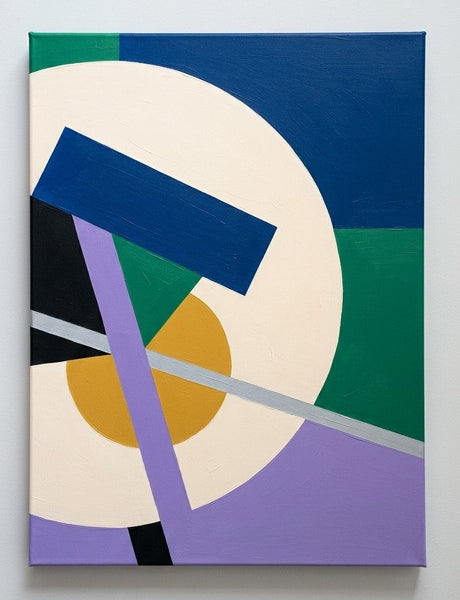 Wall Art for Mid-Century Contemporary Living Room, Blue, Green, Purple Color Geometric Pattern Abstract Modern Wall Art-Grace Painting Crafts