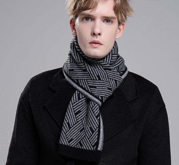 Gray Wool Scarf for Gentleman, Red Thick Wool Scarf, Business Formal Men Scarf Styles, Men's Winter Scarf, Casual Scarf Men, Men's Wool Scarf Winter, Fashion Scarf-Grace Painting Crafts