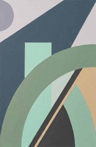 Oversized Modern Canvas Art, Sage Green, Denim Blue Colors, Geometric Pattern Modern Artwork, Extra Large Abstract Wall Art Paintings-Grace Painting Crafts